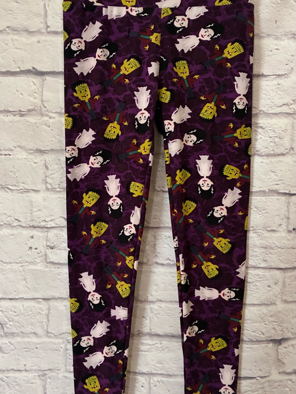 Lularoe Women’s Purple Frankenstein Halloween Monster Pring Leggings - XS/Small